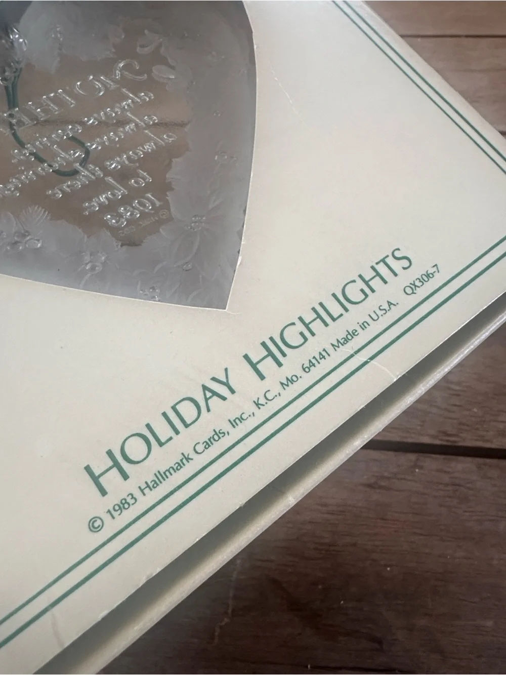 Holiday Highlights Keepsake Vintage 1983 Tree Ornament “Mother” Graphics